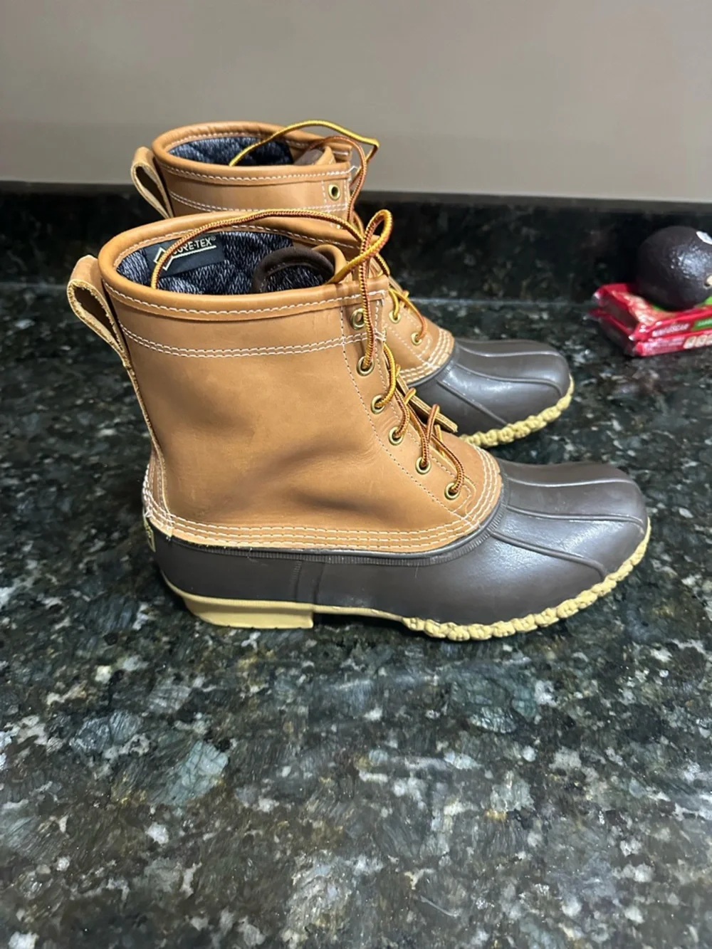 L.L. Bean Men's Tan Leather & Brown Rubber Duck Boots